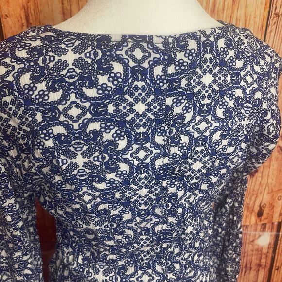 Lulu's navy & white maxi dress size XS extra small long sleeve deep v neck - Picture 6 of 8